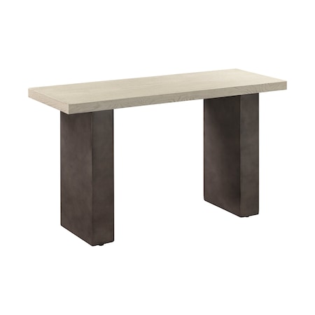Armen Living Abbey Concrete and Gray Oak Wood Console Table LCAJCNGR